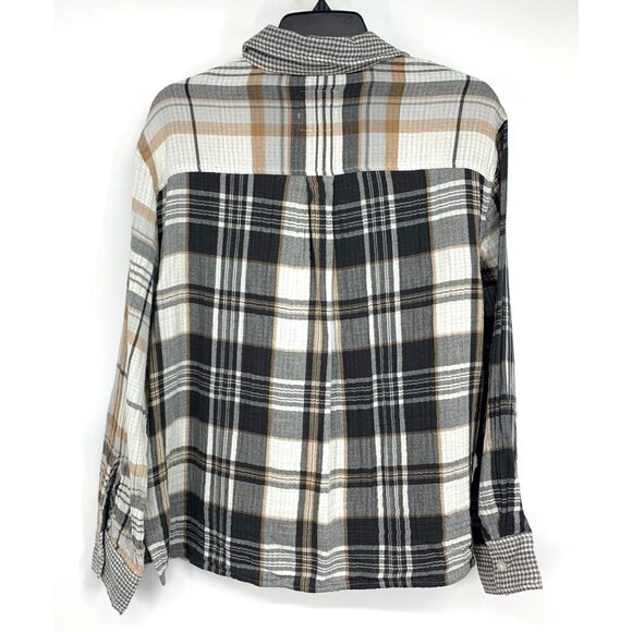 Aerie Top Plaid Button Down Flannel Pajama Shirt Long Sleeve - Picture 7 of 10